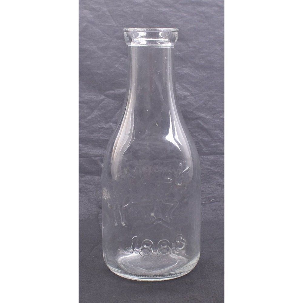 Vintage Glass Milk Bottle Embossed 1888 Cow Star Canada 1 Qt.